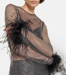 Сетчатый топ с отделкой из перьев Giuseppe di Morabito, черный - фото 4