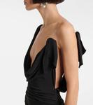 Платье макси из джерси с оборками The Attico, черный - фото 4