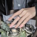 Титановое стальное кольцо Unisex RAWNESS, Single-Row Moss Agate Ring + Double-Layer Transfer Ring - фото 9