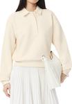 Толстовка Lacoste womens Polo Collar Sweatshirt, Off-White - фото