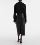 Кожаная юбка-карандаш Vince, черный - фото 3