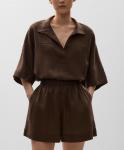 Шорты-бермуды из 100% льна Oysho, темно-коричневый - фото 3
