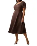 Платье миди Акира Estelle Plus, коричневый - фото 3