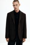 Пиджак H&M Regular Fit Cashmere-blend, темно-коричневый - фото 4