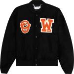 Куртка Off-White OW Patch Varsity Jacket 'Black/Orange', черный - фото