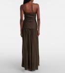 Длинное платье из льна с драпировкой от Hedy Faithfull, Forest - фото 3