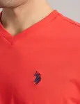 Футболка-поло U.S. Polo Assn Solid V-neck, красно-оранжевый - фото 3