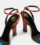 Доминик 110 сандалии из креп-сатина Saint Laurent, Duck Blu / Dark Rust / Manioc - фото 5