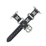 Ремешок Apple совместимый кожаный 49мм IBOANN, коричневый с леопардовым принтом - фото 6