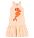 Платье из хлопкового джерси с дельфином Mini Rodini, розовый - фото