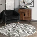 Ковер с бахромой в виде клетчатых плиток Journey Shaggy nuLOOM, 76x305 см, розовый - фото 10