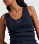 Хлопковая майка с логотипом Prada, Blu - фото 4