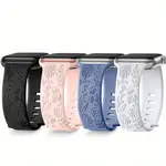 Vobafe Часы Strap All Compatibility Silicone Material, White|Sunflower embossed double snap fastening - фото 6