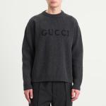 Шерстяной джемпер с логотипом Gucci, серый - фото 2