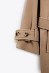 Пальто из смешанной шерсти с поясом ZARA, кэмел - фото 12