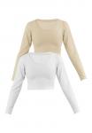 Топ Normani CROP PACK, Beige Weiß/Beige - фото 4