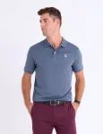 Футболка-поло U.S. Polo Assn Solid Interlock, серо-синий - фото 2