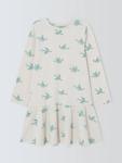 Детское платье-джерси с принтом птиц John Lewis, White, Blue - фото 3