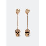 Серьги ALEXANDER MCQUEEN Pave skull chain earrings, золотой - фото