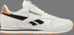 Кроссовки classic leather 'chalk black' Reebok, белый - фото