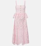 Платье миди с кружевным пеплумом Self-Portrait, розовый - фото