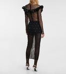 Платье миди из сетки с декором Alessandra Rich, черный - фото 3