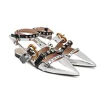 Балетки с добавлением кожи Pinko, серебряный - фото 2