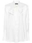David Koma атласная рубашка с бантом, белый - фото