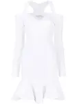 Трикотажное платье мини с V-образным вырезом Alexander McQueen, белый - фото