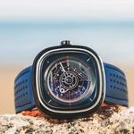 SEVENFRIDAY Часы Automatic Mechanical Movement Unisex Watch Blue Dial, T3/01 Blue+Biker Hat - фото 7