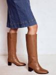 Кожаные умные высокие ботинки Skye до колена Boden, Tan - фото 4