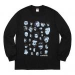 Футболка fw19 week 1 faces l/s tee human face printing long sleeves black Supreme, черный - фото
