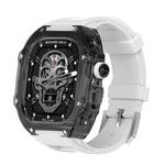 Чехол совместимый с Apple Strap из силикона Vobafe, прозрачный черный корпус + зеленый ремешок - фото 9