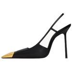 Жанна Сланцы на Каблуке SAINT LAURENT, Черный - фото