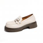 Женские лоферы Ouumeis черно-бежевые, экрю - фото 2