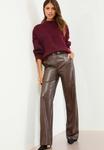 Брюки Lipsy Trousers, Chocolate Brown Faux Leather/Brown - фото 3