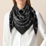 Шелковый платок унисекс черный HERMES - фото 3