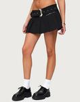 Edikted Kore belt pleated denim micro short in black - фото 3