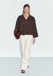Блуза Massimo Dutti CROPPED GARMENT WITH DRAWSTRING DETAIL, Dark Brown - фото 2