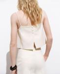 Женский укороченный топ на пуговицах MANGO, Ecru - фото 2