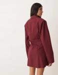 Платье-рубашка мини с присборенными плечами ASOS DESIGN вишневого цвета - фото 4