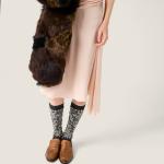 Платье из крепа марокен MIU MIU, персиковый/серый - фото 5