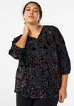 Блуза Zizzi 3/4-ÄRMELN, Black Flower/Black - фото