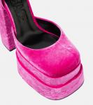 Бархатные туфли на платформе Medusa Aevitas Versace, Glossy Pink-Oro Versace - фото 6