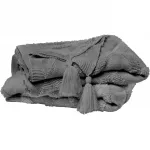 Покрывало Плед Boho с модными помпонами Primera, серый - фото