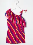 Полосатое платье на одно плечо MSGM Kids, розовый - фото 2