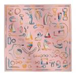 HERMES Шелковый шаль женский розовый, Pink - фото