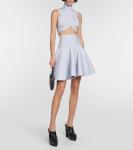 Укороченный топ в рубчик ALAÏA, синий - фото 2