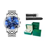 KANGOL Часы Quartz Movement Steel Strap Watch Men's Watch Black Dial, Silver Blue Dial - фото