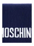 Шарф в рубчик с логотипом Moschino, синий - фото 2
